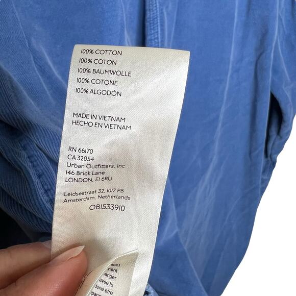 Free People We the Free Baby Cord Button Down Shirt in Electric Indigo Size XS - Picture 6 of 8